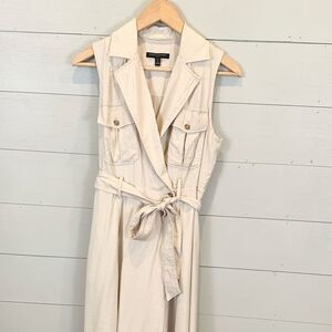 Banana Republic Sleeveless Beige Trench wrap Dress size 6 petite